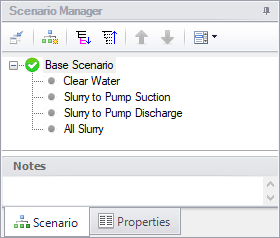 The Scenario Manager on the Quick Access Panel with four child scenarios defined.